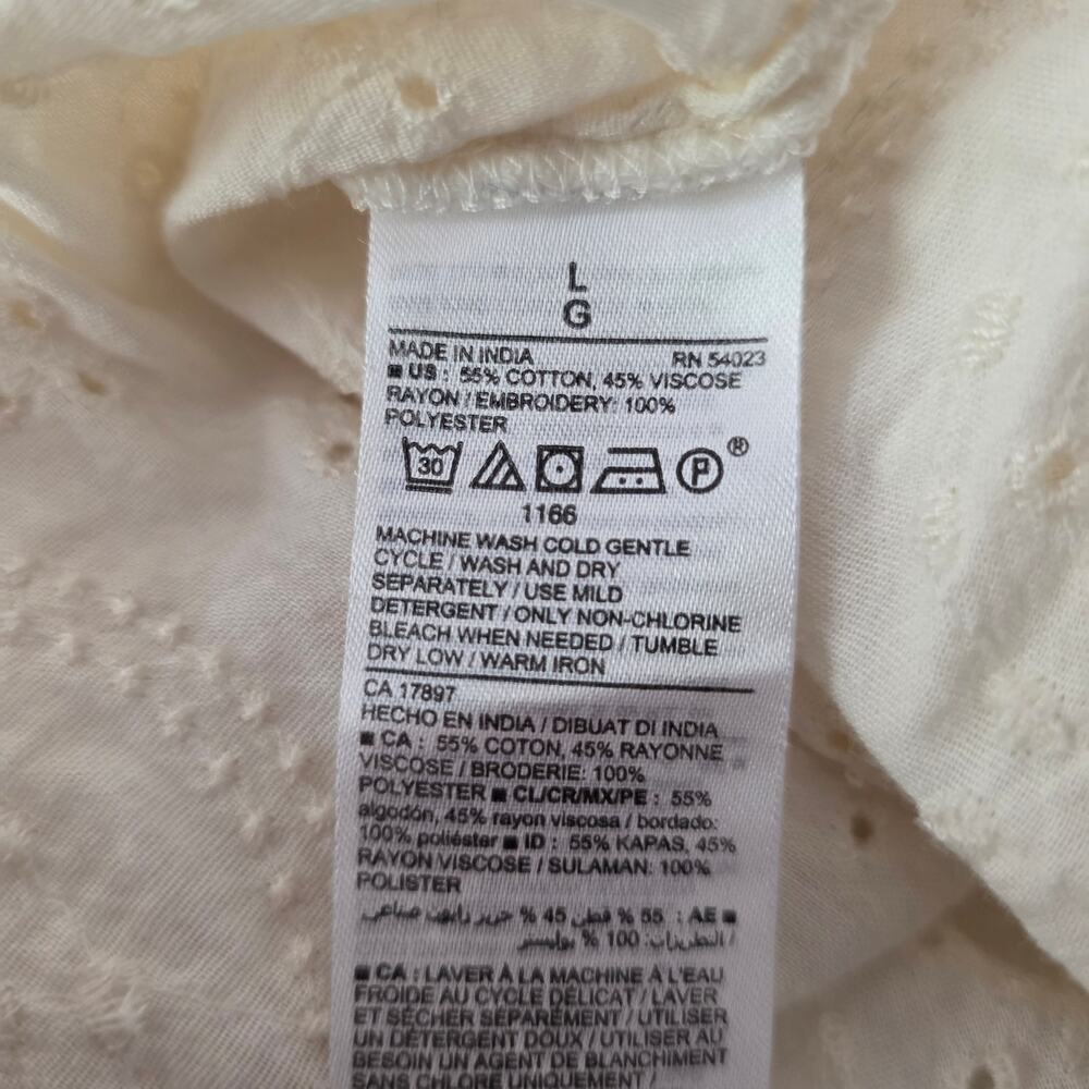 Old Navy Oversized Embroidered Cutwork Tie-Neck Blouse Large - Picture 7 of 10